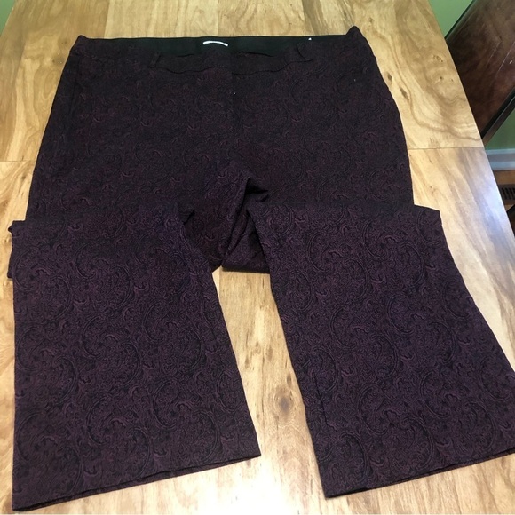 Lane Bryant The Allie Purple Paisley Stretch High Rise Dress Pants Plus Size 26R - Picture 1 of 11